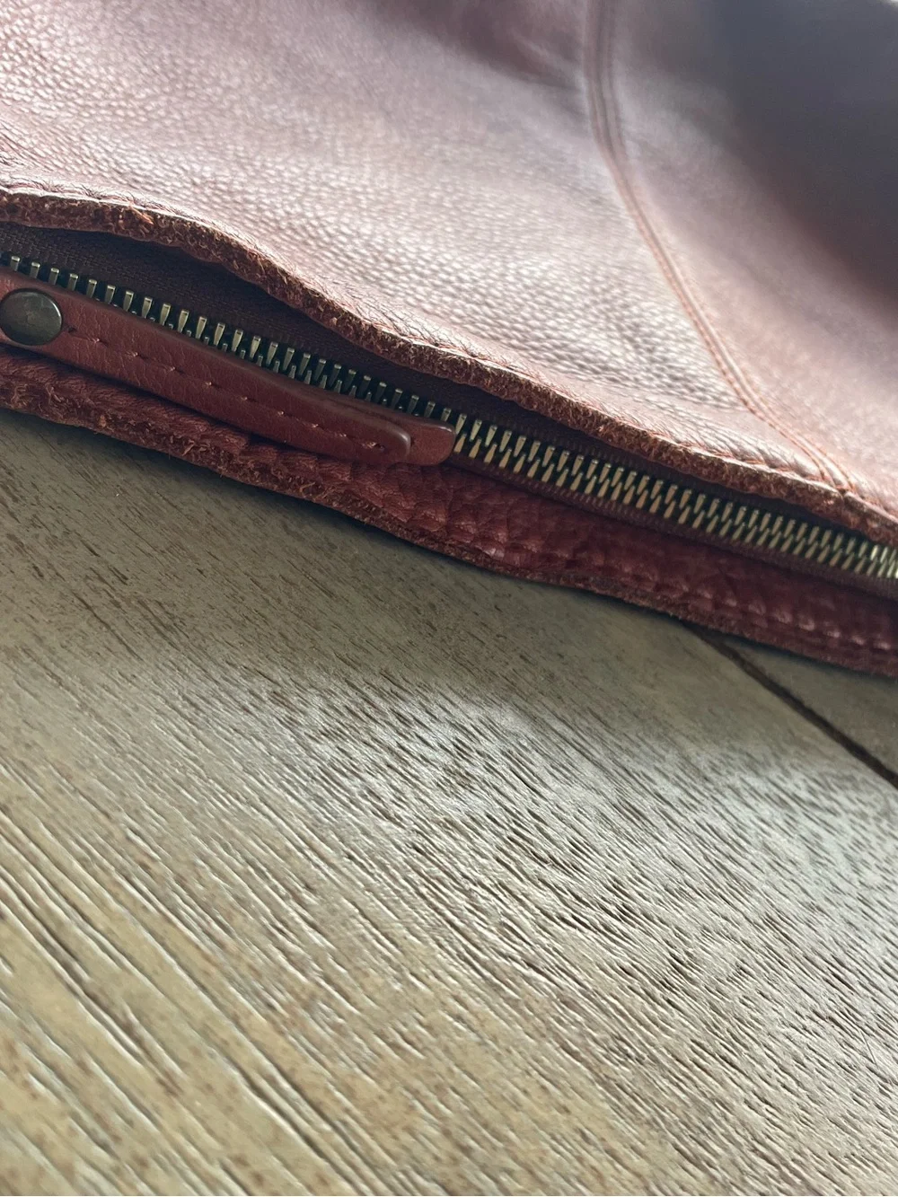 American Leather. Co  Soft Pebbled Leather Hobo Bag in Warm Brown Orangey